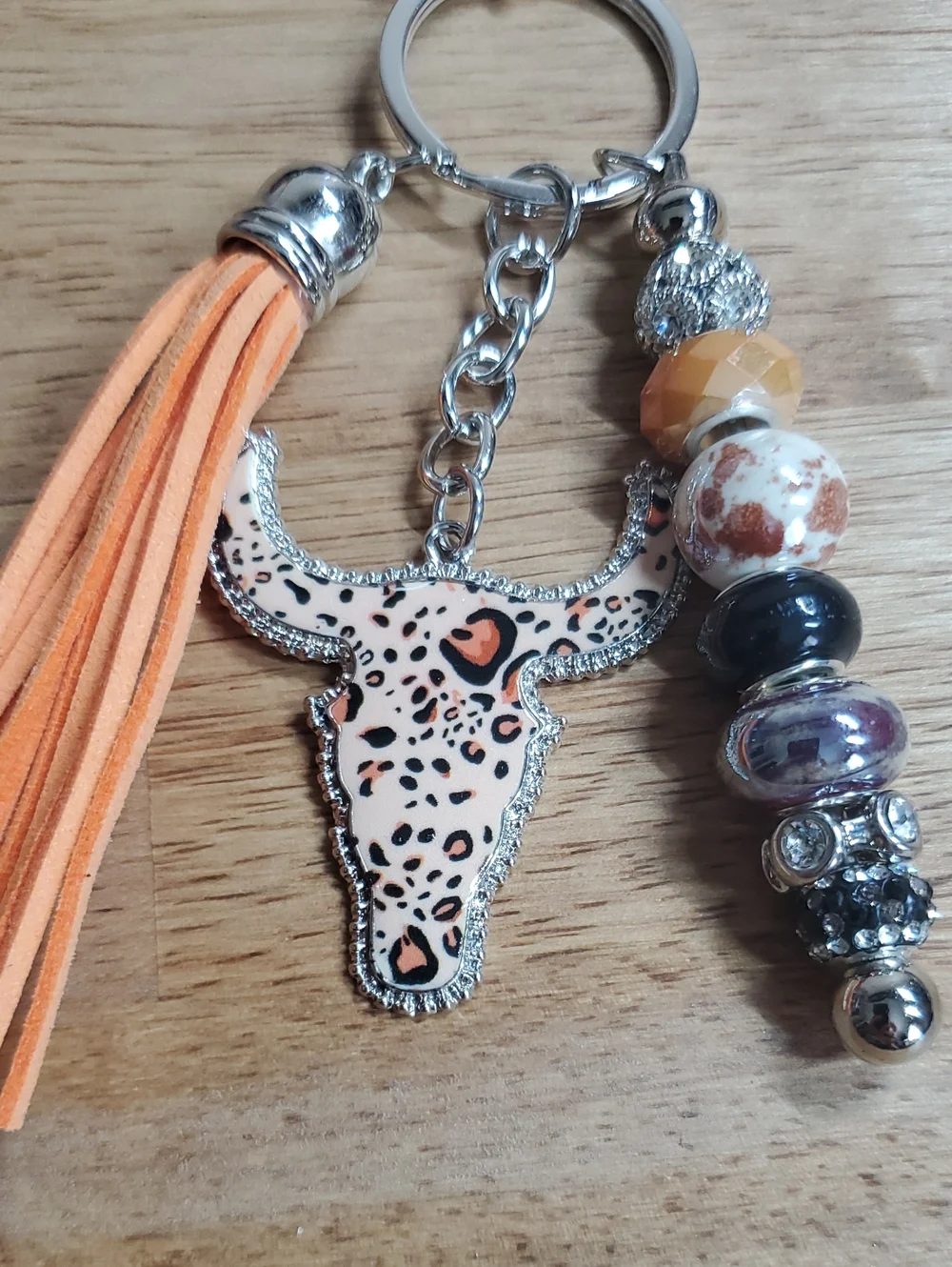 Western Style Orange And Brown Keychain